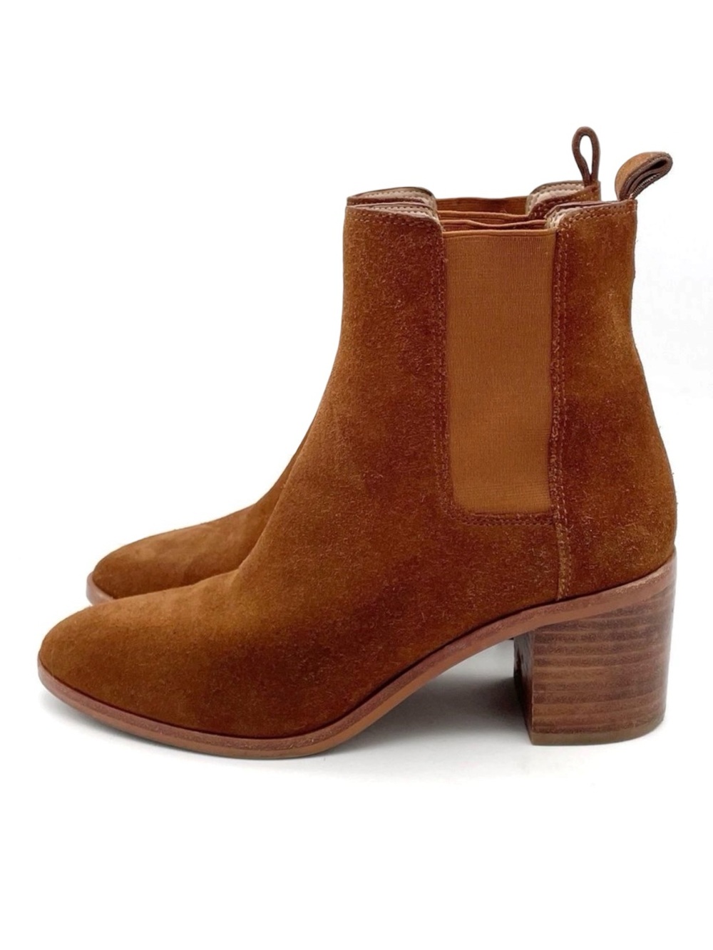 Banana Republic Suede Block Heel Chelsea Boot Whiskey Brown Suede Women’s Size 7